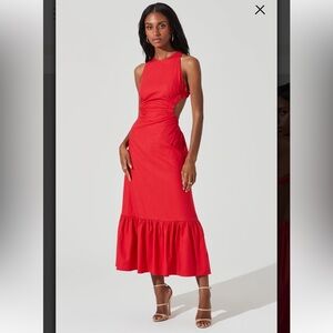 ASTR the Label Red Open back High Neck Dress